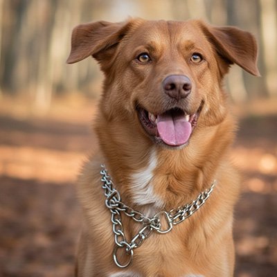 Collier Chaine pour Chien sur grand chien poils longs