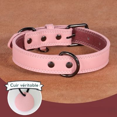 collier-chien-cuir-authentique-rose