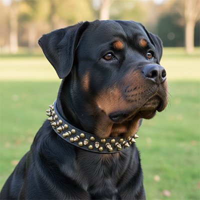 Collier Chien Cuir noir sur beau chien 