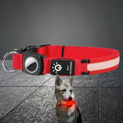 collier-chien-lumineux-airtag-rouge