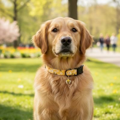 Collier chiot pendentif abeille jaune golden retriever