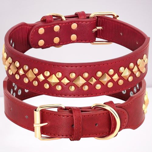 collier-cuir-chien-cloute-marron-rouge-bobistyl