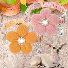 collier-pour-chien-fleur-jaune-rose
