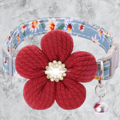 collier-pour-chien-rose-fleur-bleue