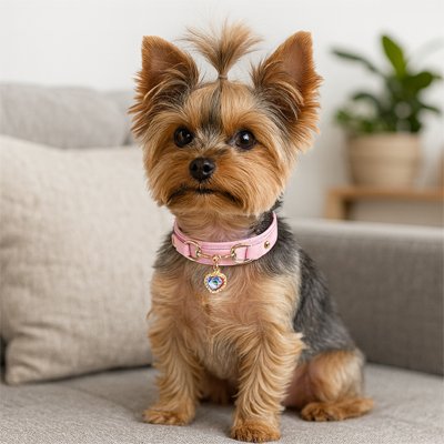 Collier pour Chien rose pendentif coeur sur yorkshire mignon 