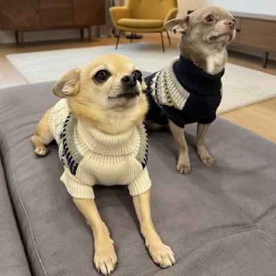 deux chiwawas avec Pull Chien confortable