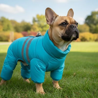 doudoune pour Chien bleu ciel avec bandes réfléchissante