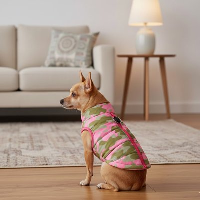 Doudoune pour chiens effet camouflage rose