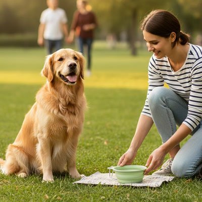 Gamelle pour Chien  Bowlio verte pliable pratique