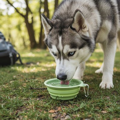 Gamelle pour Chien  Bowlio verte pliable