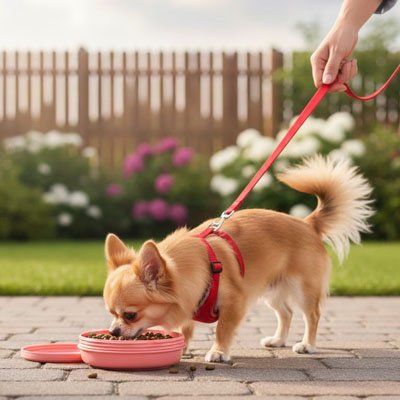 Gamelle pour Chien DogFold rose foncé chiwawa qui mange