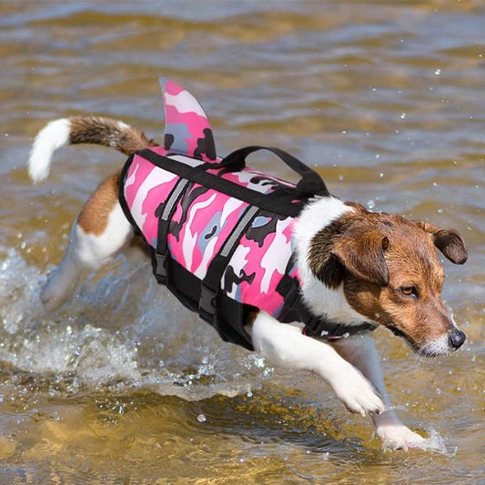 Gilet de sauvetage chien rose camouflage 