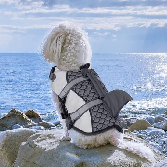 Gilet de sauvetage chiens noir avec aileron 