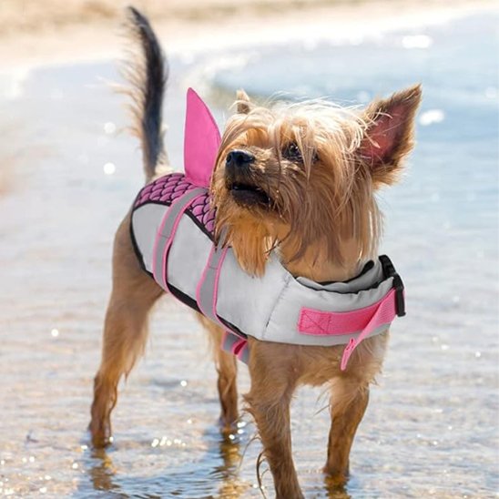 Gilet de sauvetage chiens rose avec aileron design
