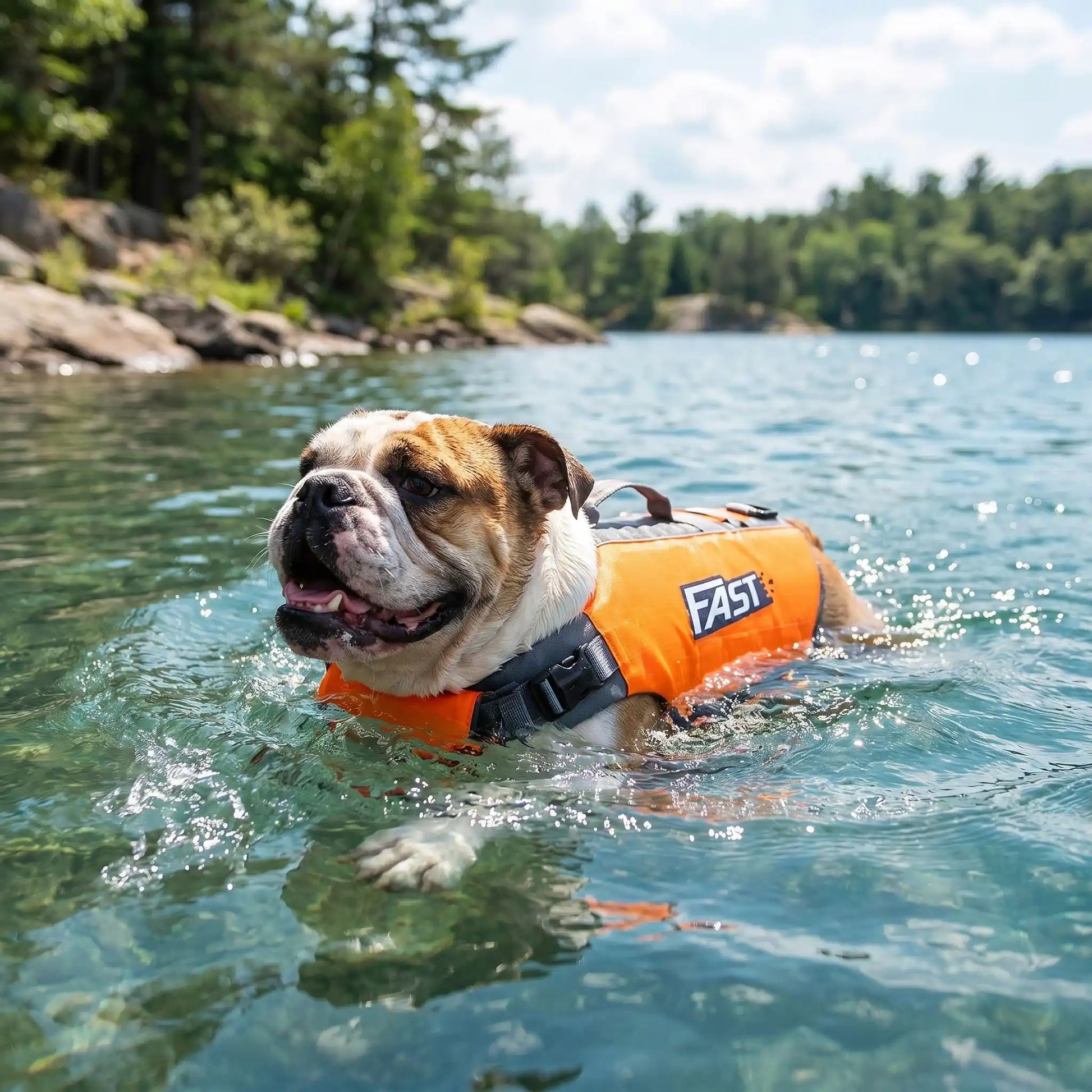 gilet de sauvetage petit chien fastpattes bulldog orange lac