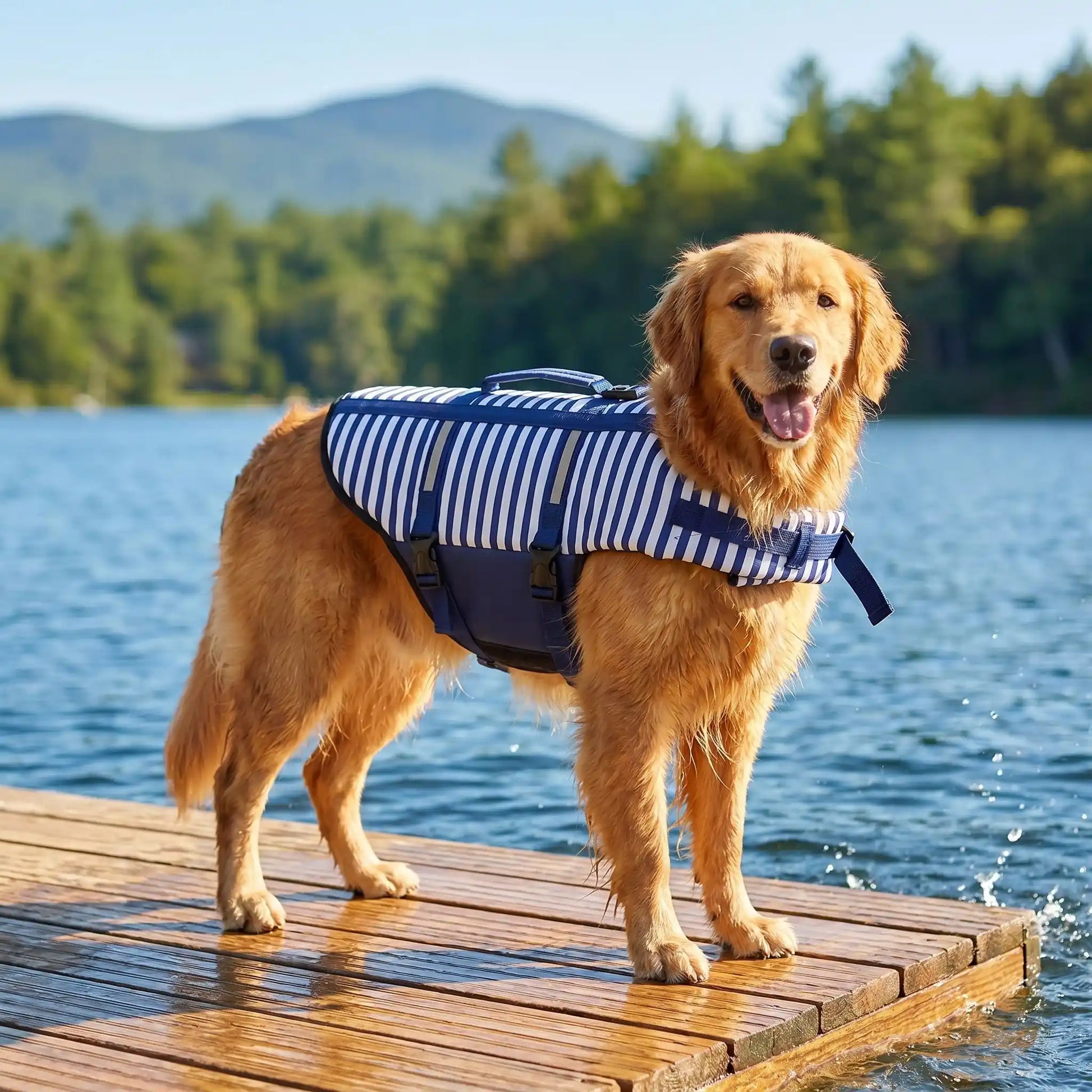 gilet de sauvetage petit chien retriever mer