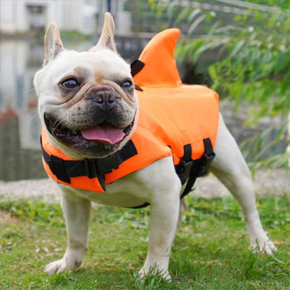 Gilet de sauvetage pour chiens orange design ludique 