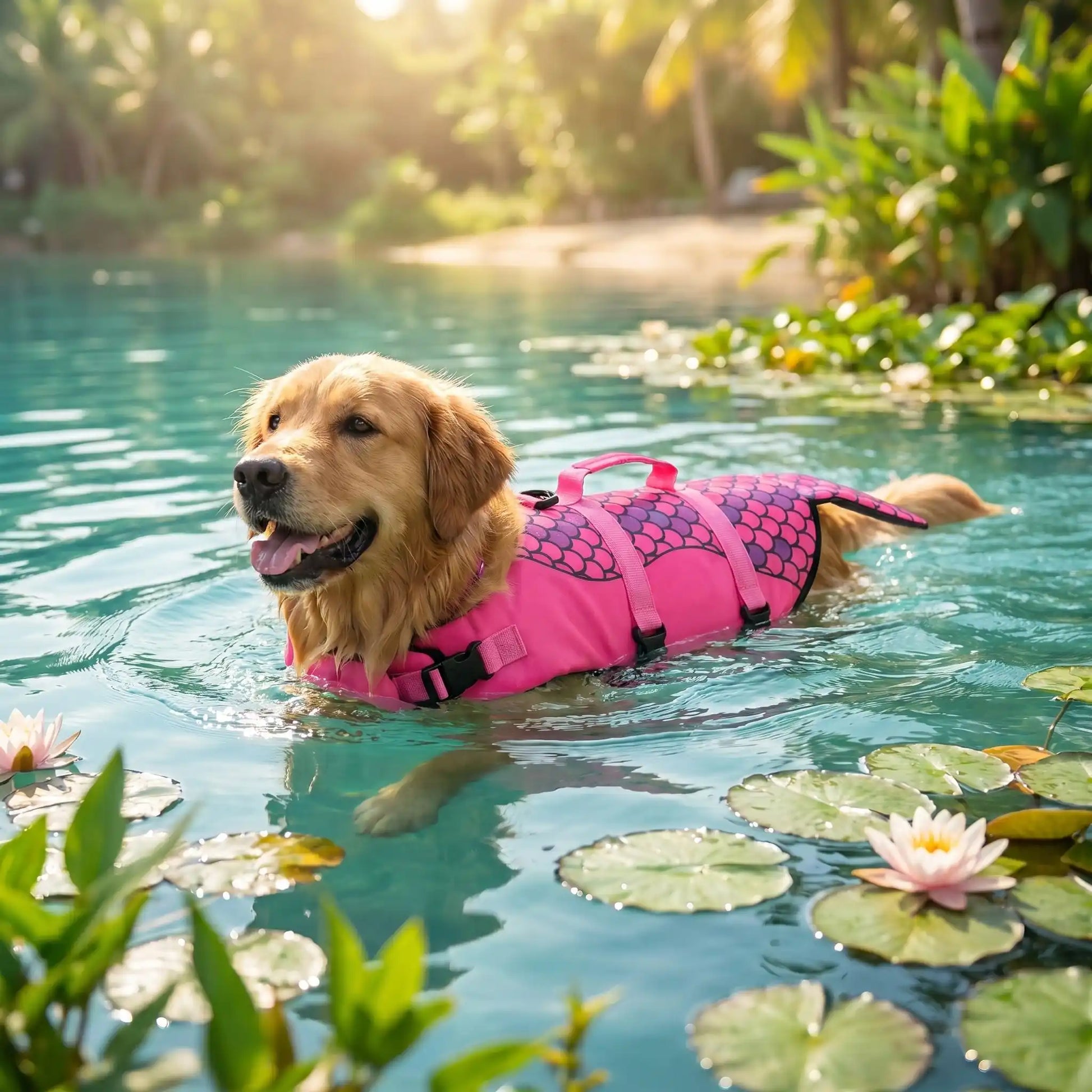 gilet sauvetage chien dogsirene rose retriever