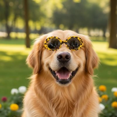 Golden portant des Lunettes pour chien motif léopard