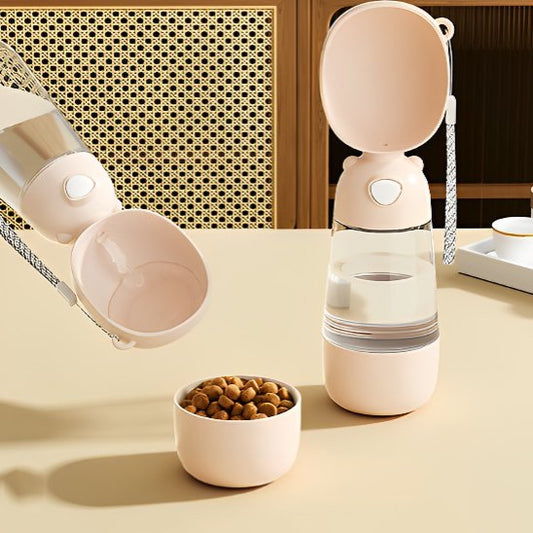 Gourde pour chiens rose pastel clair pratique légère bol intégré