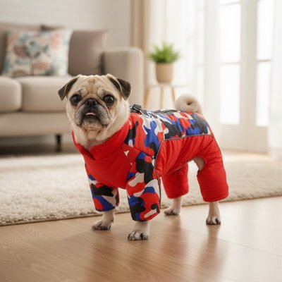 Habit pour Chien rouge motif camouflage design
