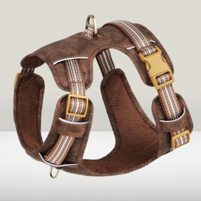 harnais-anti-traction-chien-reflechissant-marron