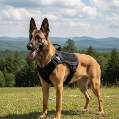 Harnais chien noir malinois tactiquedog