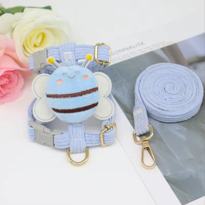 harnais chiot abeille bleu laisse assortie