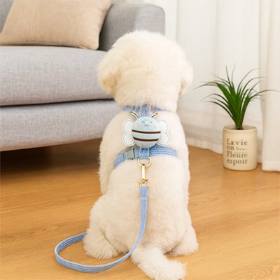 Harnais chiot design abeille couleur bleu BeePet