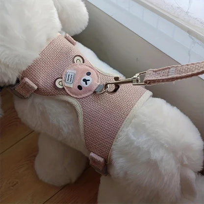 harnais-petit-chien-rose-confortable-ours-teddypuppy