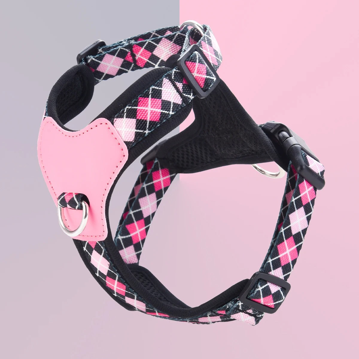 harnais-petit-chien-rose-noir
