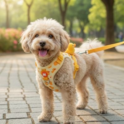 Harnais pour petit chien Jaune vif motif canard fun