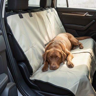 Housse voiture chien SeatPaw gris labrador poils marron        