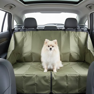 Housse voiture chien SeatPaw kaki chiwawa en voiture