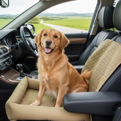Housse voiture chien ToutouCover brun matelassé