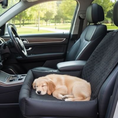 Housse voiture chien ToutouCover gris golden en voiture