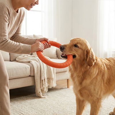 Jouet chien BarkRing orange jeu intérieur
