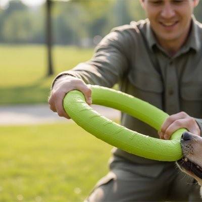 Jouet chien BarkRing vert jeu parc