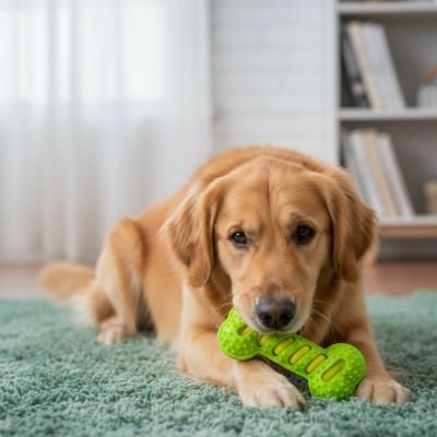 Jouet Chien indestructible RibBone vert labrador machouille