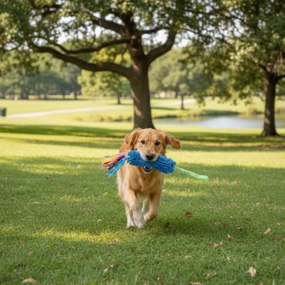 Jouet Chien RingBark jeu de lancé golden dans parc