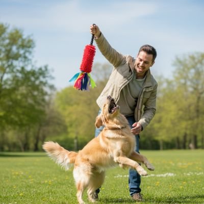 Jouet Chien RingBark rouge entrainement golden parc