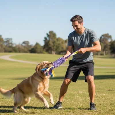 Jouet Chien RingBark violet jaune traction golden maître