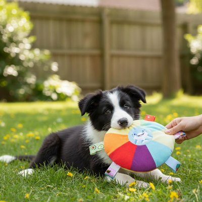 Jouet pour chien SnoutFly chiot poils noir et blanc jeu parc