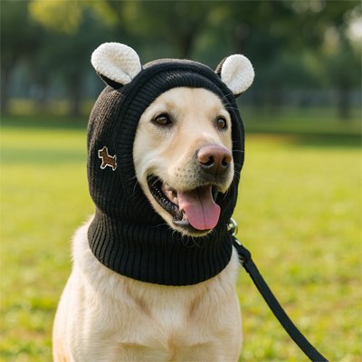 labrador avec Cagoule pour chien​ tricot noir confortable et thermique