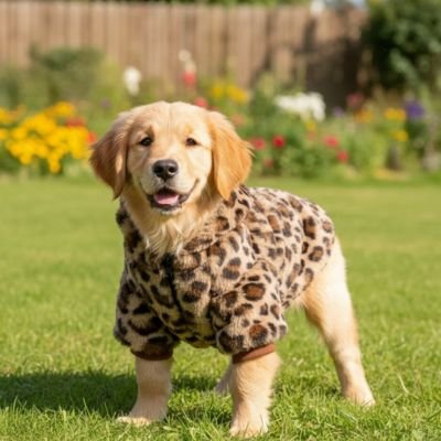 Labrador avec pull Chien marron et motifs léopard thermique
