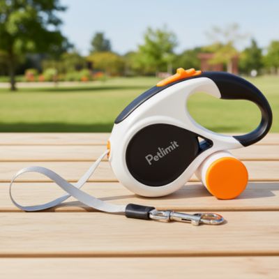 Laisse chien enrouleur pratique et confortable couleur noire et blanche