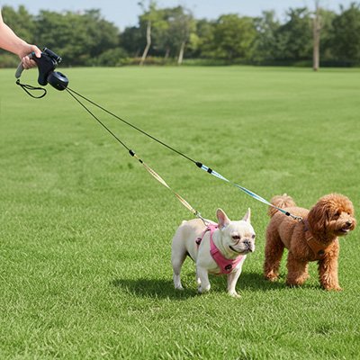 Laisse double pour Chien main tenant la laisse promenant deux chien