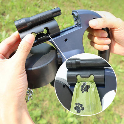 aisse-double-pour-chien-restractable-lampe-integree