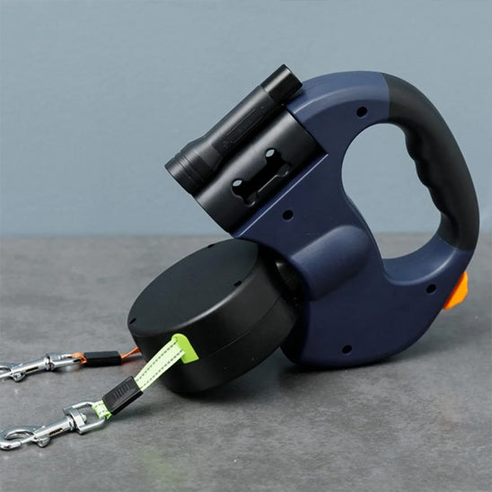 laisse-double-pour-chien-verte-orange-robuste-lampe-integree-duoretract
