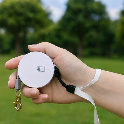 Laisse pour chien enrouleur blanche légère tenue en main PetStop